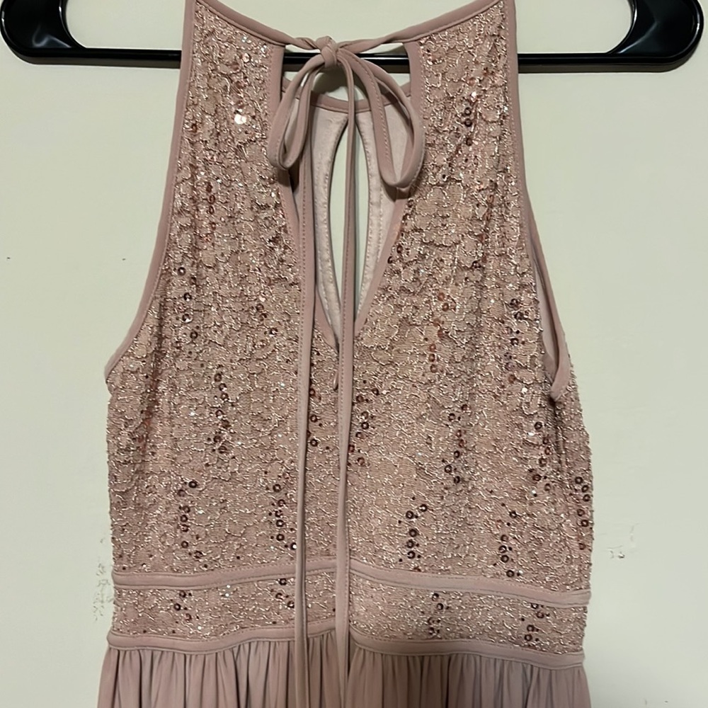 - Blush pink floor length gown by Morgan & Co. sz 9-10 - Picture 5 of 9